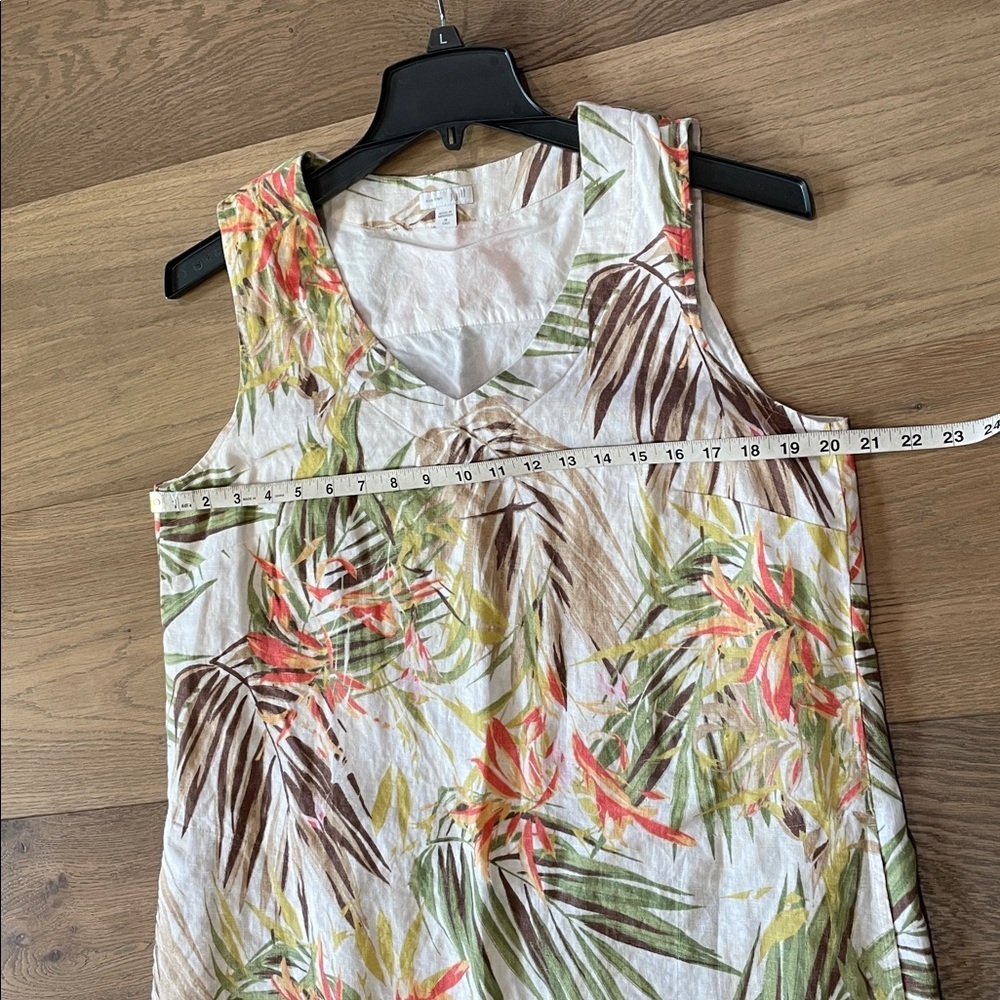 J. Jill Love Linen Tiger Lily Jungle Shift Dress MT Sleeveless Tropical Floral - Picture 12 of 13